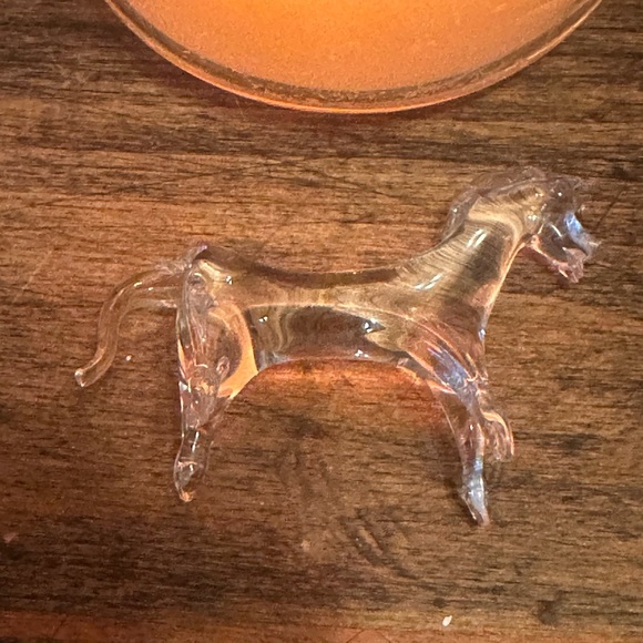Vintage Handcrafted Blown Glass Horse Figurine, Clear 3" - Picture 6 of 11